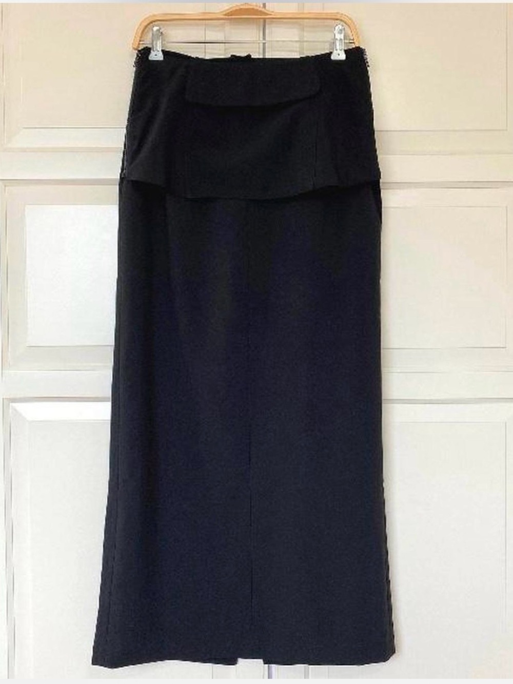 Y2K Office Siren Black Maxi Skirt Gothic Cybercore Side Zip Foldover Waist
